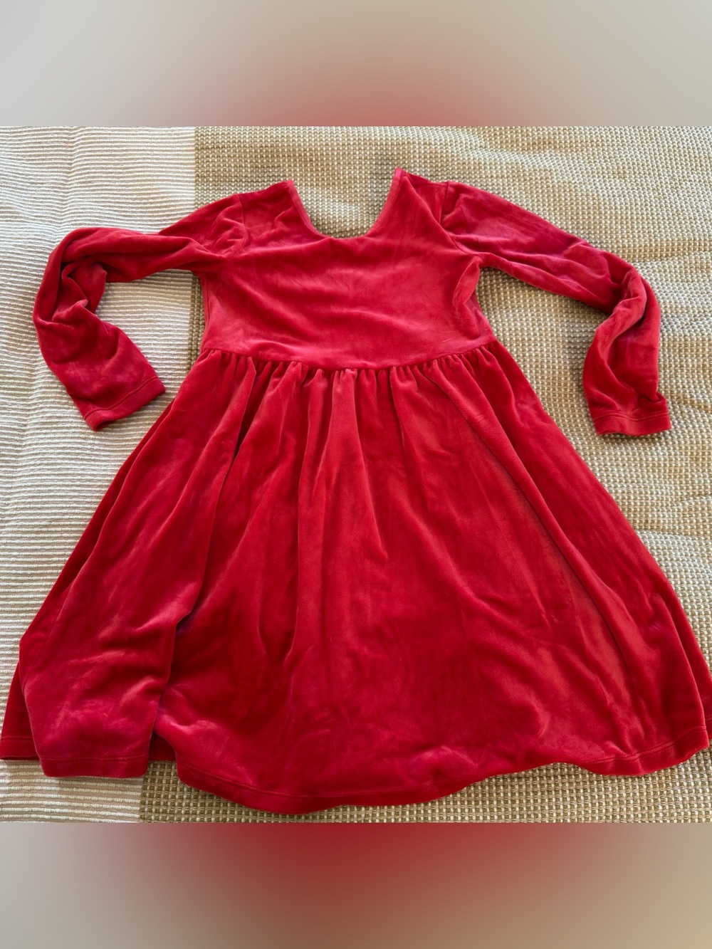 Hanna Andersson Girls Red Velvet Long-Sleeve Dress